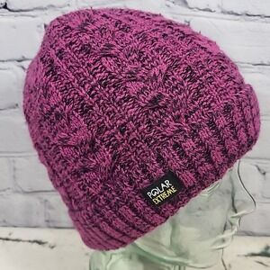 Polar Extreme Beanie Hat Womens One Size Black Pink Heathered Sherpa Lined Warm